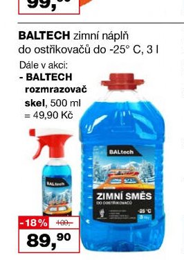 BALTECH zimní náplň do ostřikovačů do -25° C, 3 l