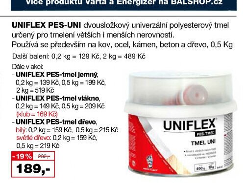 UNIFLEX PES-UNI dvousložkový univerzální polyesterový tmel