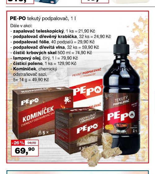 PE-PO tekutý podpalovač, 1 l