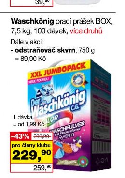 Waschkönig prací prášek BOX, 7,5 kg