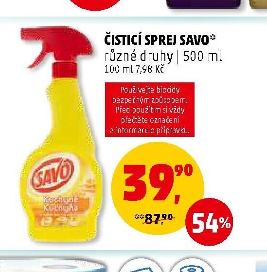 ČISTICÍ SPREJ SAVO různé druhy