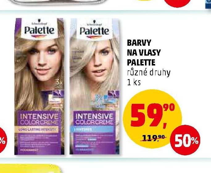 BARVY NA VLASY PALETTE různé druhy