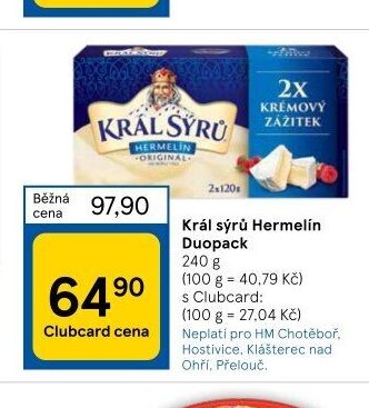 Král sýrů Hermelín Duopack