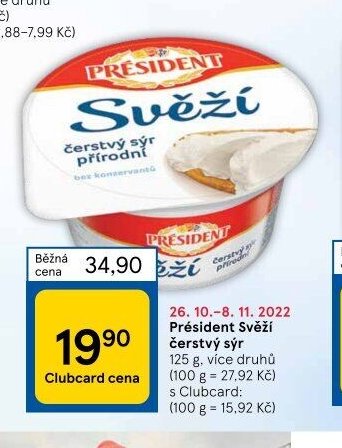 Président Svěží čerstvý sýr 125 g, více druhů