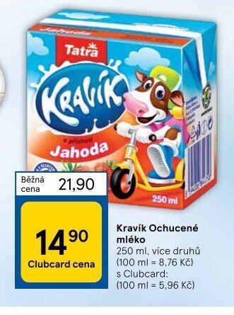 Kravík Ochucené mléko 250 ml, více druhů
