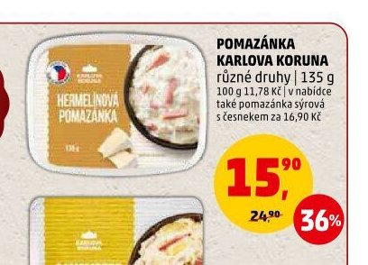 Pomazánka Karlova Koruna různé druhy