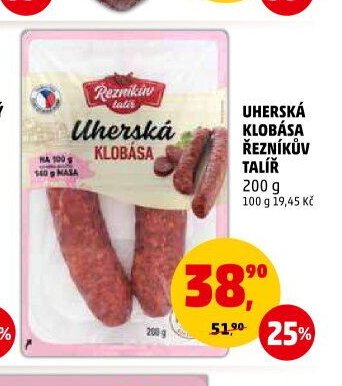 Uherská klobása Řezníkův talíř