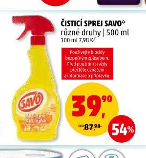 ČISTICÍ SPREJ SAVO různé druhy