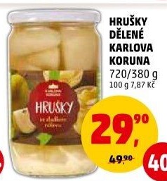 Kompot hrušky Karlova Koruna
