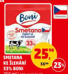 Smetana ke šlehání Boni 33%