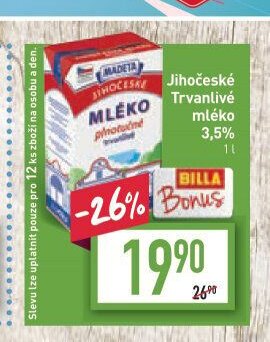 Jihočeské Trvanlivé mléko 3,5%