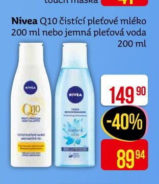 Nivea Q10 čistící pleťové mléko nebo jemná pleťová voda