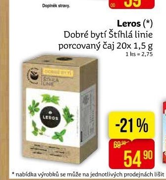 Leros Dobré bytí Štíhlá linie porcovaný čaj 20x 1,5 g