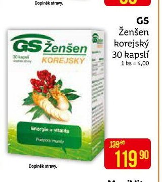 GS Ženšen korejský 30 kapslí