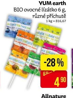 YUM earth BIO ovocné lízátko 6 g