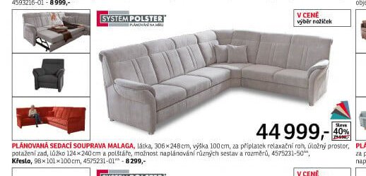 Plánovaná sedací souprava MALAGA - ASKO akcniletaky.com
