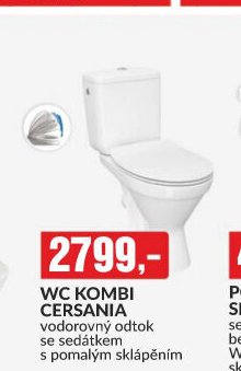 WC KOMBI CERSANIA vodorovný odtok se sedátkem s pomalým sklápěním