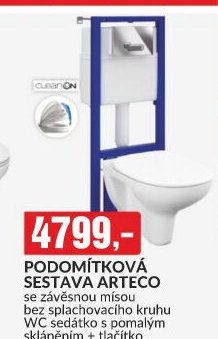 PODOMÍTKOVÁ SESTAVA ARTECO se závěsnou mísou bez splachovacího kruhu WC sedátko s pomalým sklápěním + tlačítko