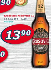 Pivo světlé Královský ležák 12° Krušovice