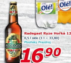Pivo světlý ležák 12° Ryze hořká Radegast