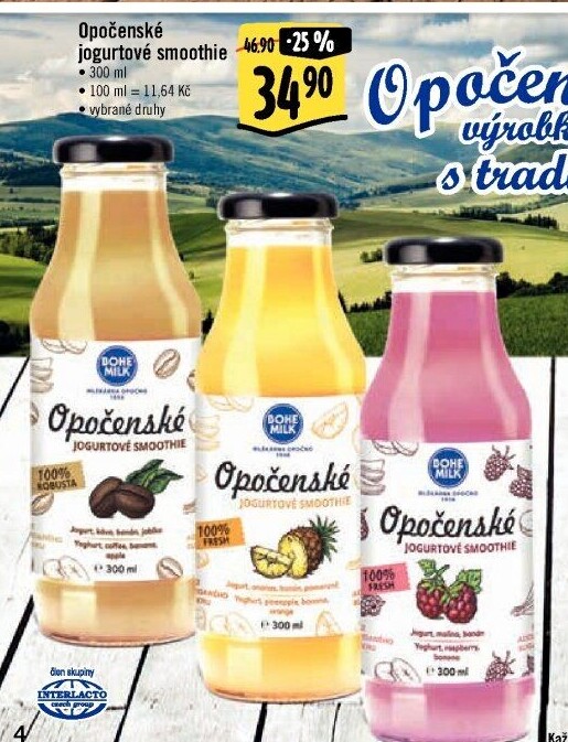 Jogurtové smoothie Opočenské Bohemilk