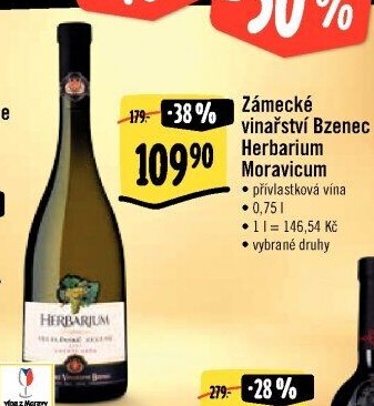 Vína Herbarium Moravicum Zámecké vinařství Bzenec - pozdní sběr