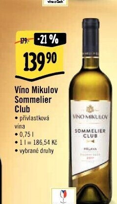 Vína Sommelier Club Víno Mikulov - přívlastková