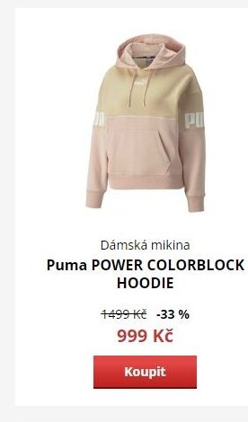 Dámská mikina Puma POWER COLORBLOCK HOODIE