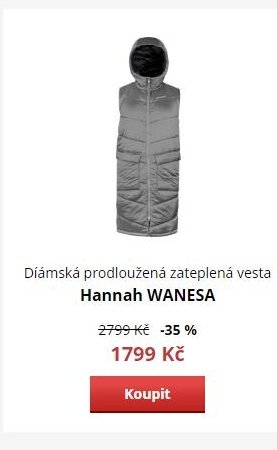Dámská prodloužená zateplená vesta Hannah WANESA