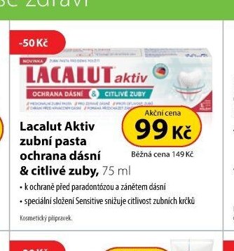 Lacalut Aktiv zubní pasta ochrana dásní & citlivé zuby, 75 ml
