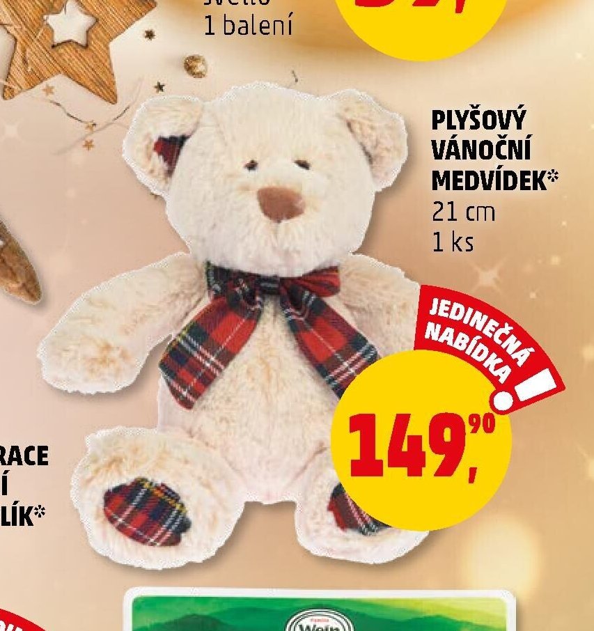 PLYŠOVÝ VÁNOČNÍ MEDVÍDEK 21 cm
