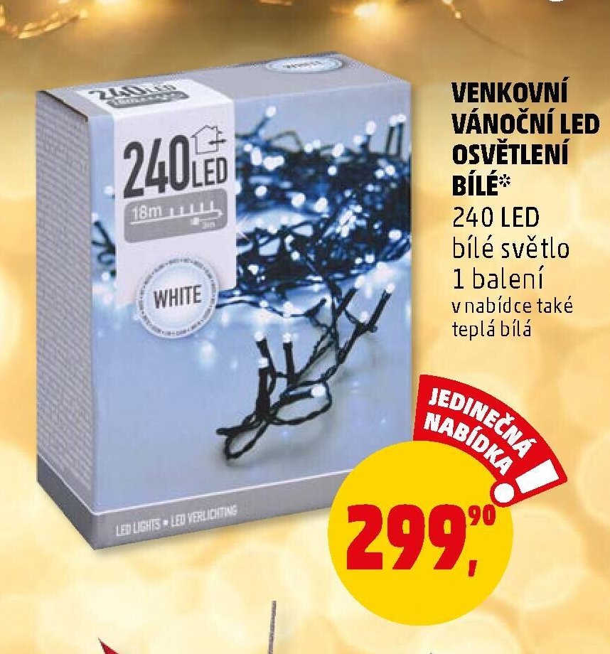 VENKOVNÍ VÁNOČNÍ LED OSVĚTLENÍ BÍLÉ