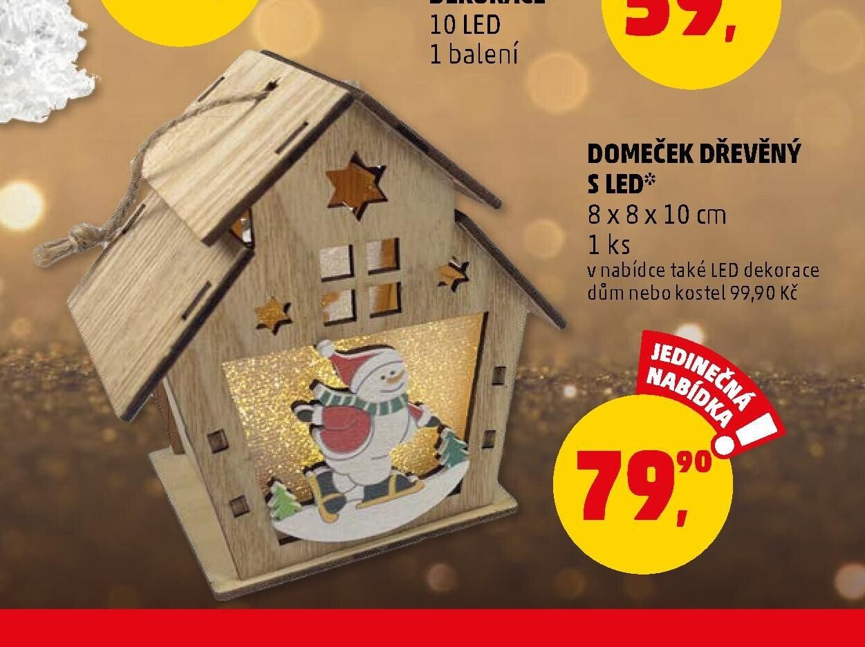 DOMEČEK DŘEVĚNÝ S LED