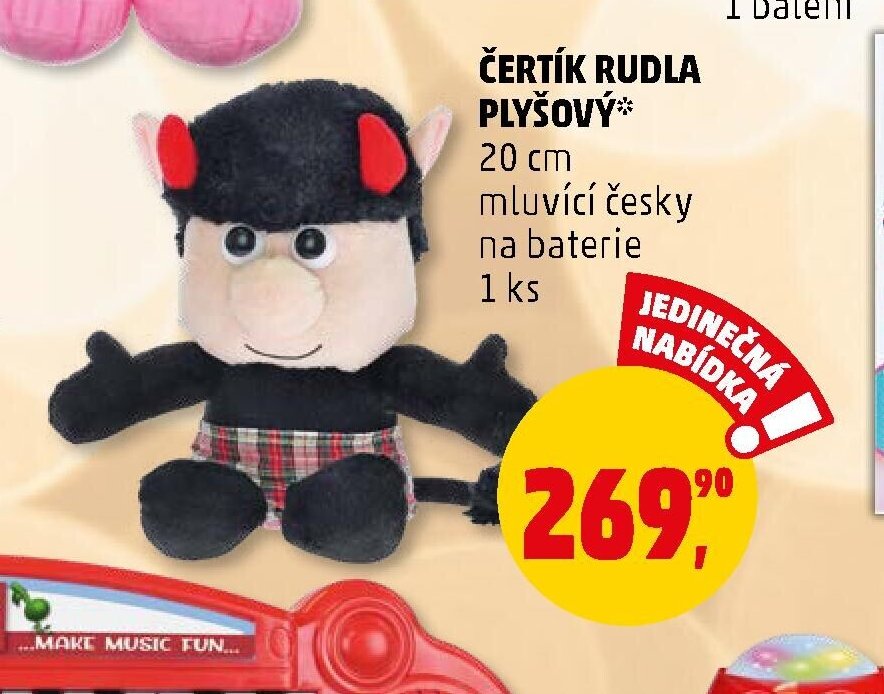 ČERTÍK RUDLA PLYŠOVÝ*