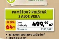 PAMĚŤOVÝ POLŠTÁŘ S ALOE VERA