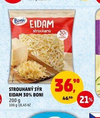 Strouhaný sýr Eidam 30% Boni