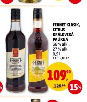 Fernet Klasik, Citrus, Královská Palírna