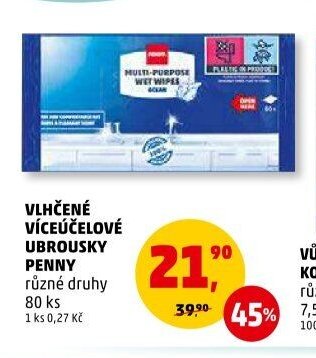 Vlhčené víceúčelové ubrousky Penny