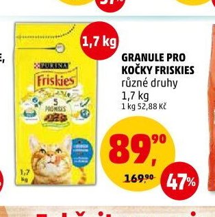 GRANULE PRO KOČKY FRISKIES různé druhy 1,7 kg