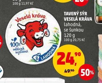 TAVENÝ SÝR VESELÁ KRÁVA lahodná, se šunkou 120 g