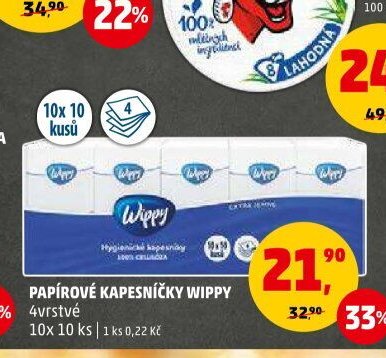 PAPÍROVÉ KAPESNÍČKY WIPPY 4vrstvé 10x 10 ks