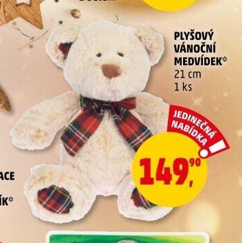 PLYŠOVÝ VÁNOČNÍ MEDVÍDEK