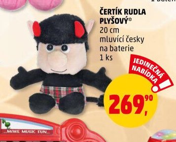 ČERTÍK RUDLA PLYŠOVÝ