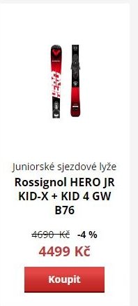 Juniorské sjezdové lyže Rossignol HERO JR KID-X + KID 4 GW B76