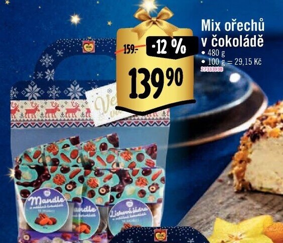 Ořechy v čokoládě Veselé Vánoce IBK trade