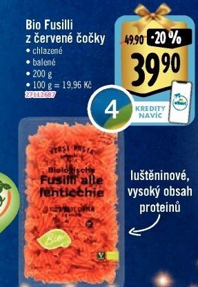 Těstoviny bio chlazené z červené čočky Albert Heijn