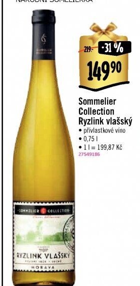 Víno Ryzlink vlašský Sommelier Collection - přívlastkové
