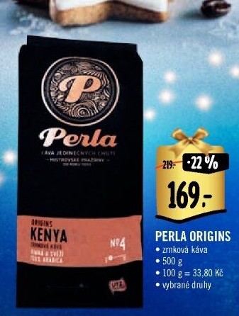 Zrnkové kávy Origins AH Perla