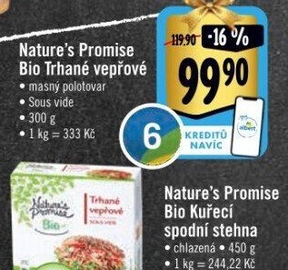 Maso vepřové trhané sous vide bio Nature'