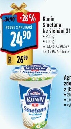 Smetana ke šlehání Kunín 31%
